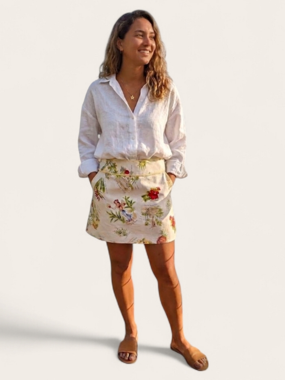 J Crew Hawaiian Islands Hula Girl Print Skirt